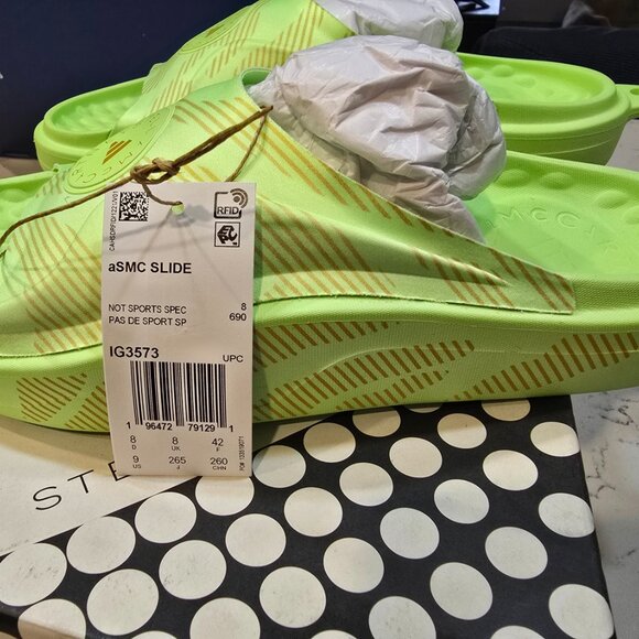 Women's Adidas x Stella McCartney Slide 'Lime Green' IG3573 SIZE 9 MULE NEW - Picture 2 of 10
